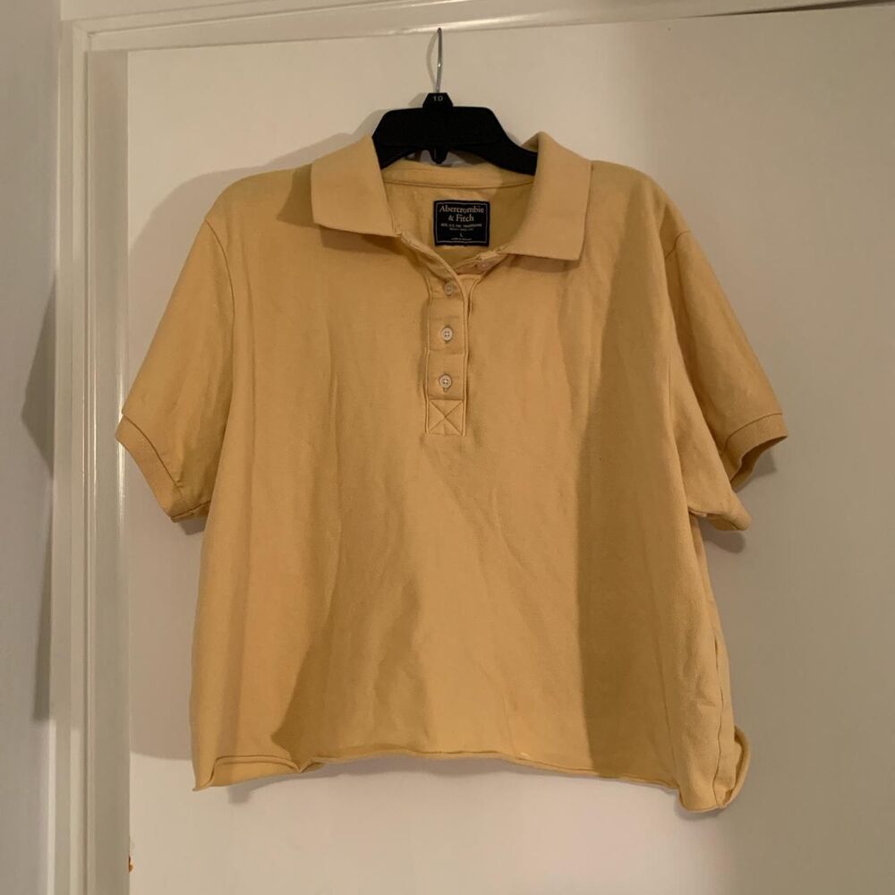 Abercrombie-fitch Women's Yellow and Tan Crop-top